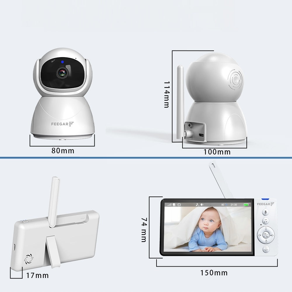 Elektroninė auklė Feegar Sukama kamera 5 colių LCD 5000mAh Priartinimas Įrašymas