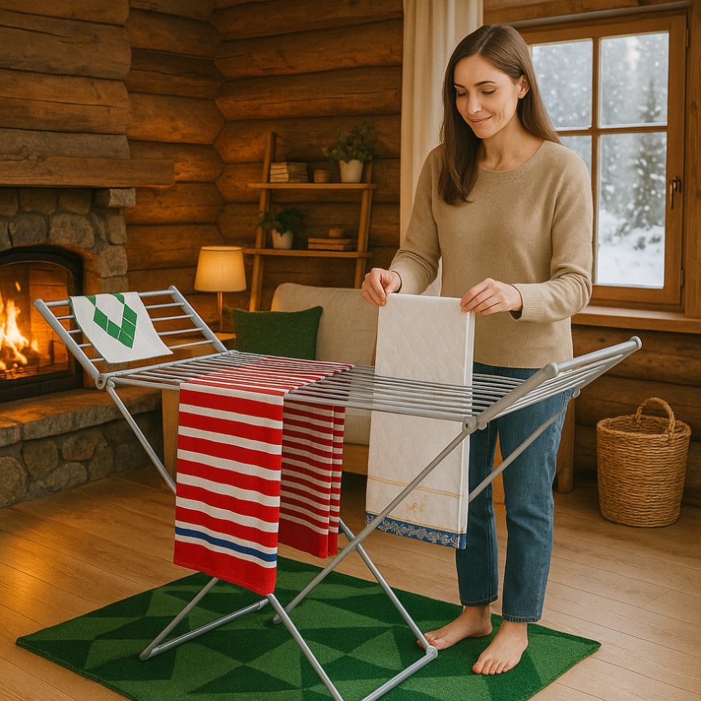 Elektrinė pastatoma drabužių džiovykla su 18 kaitinimo elementų, aliumininė