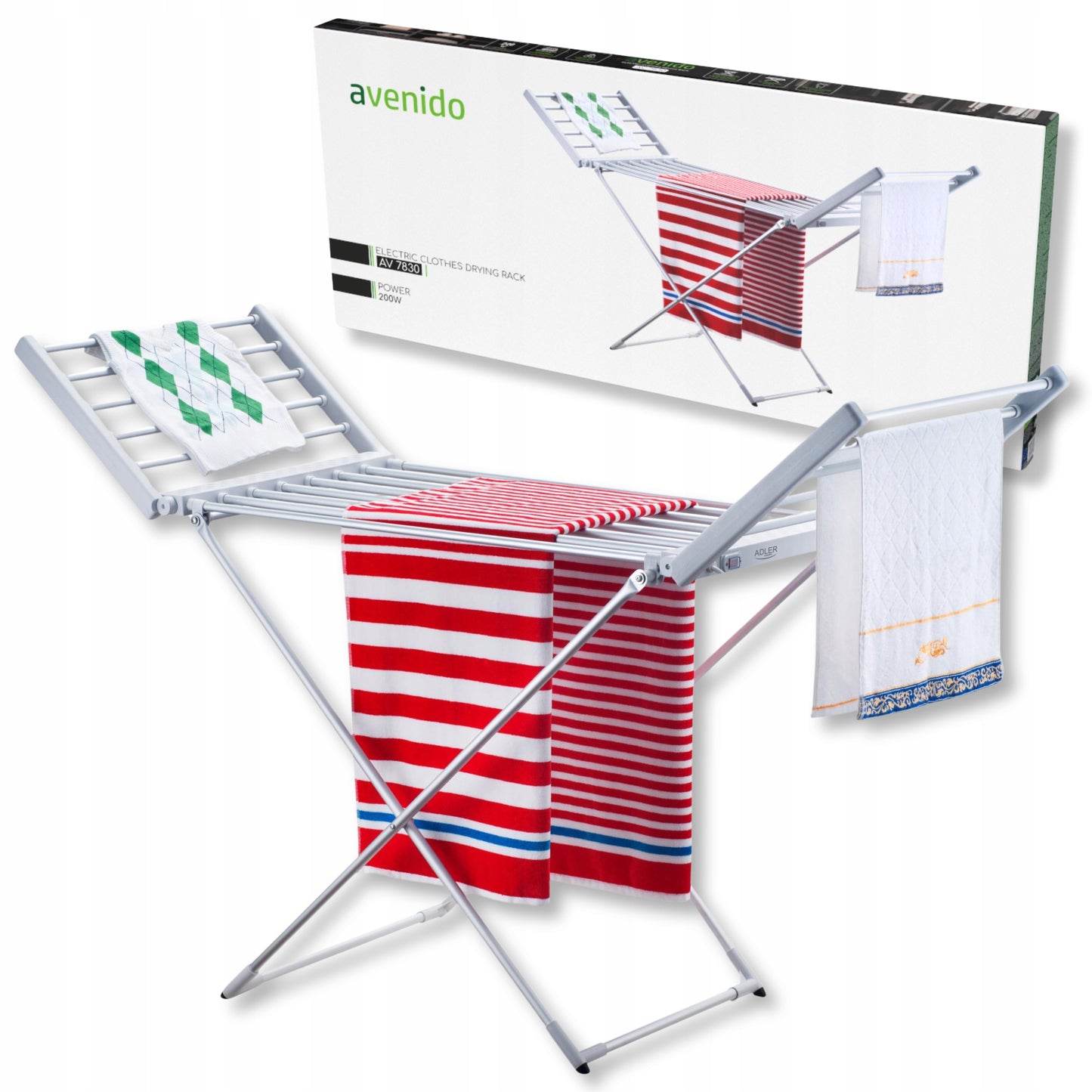 Elektrinė pastatoma drabužių džiovykla su 18 kaitinimo elementų, aliumininė