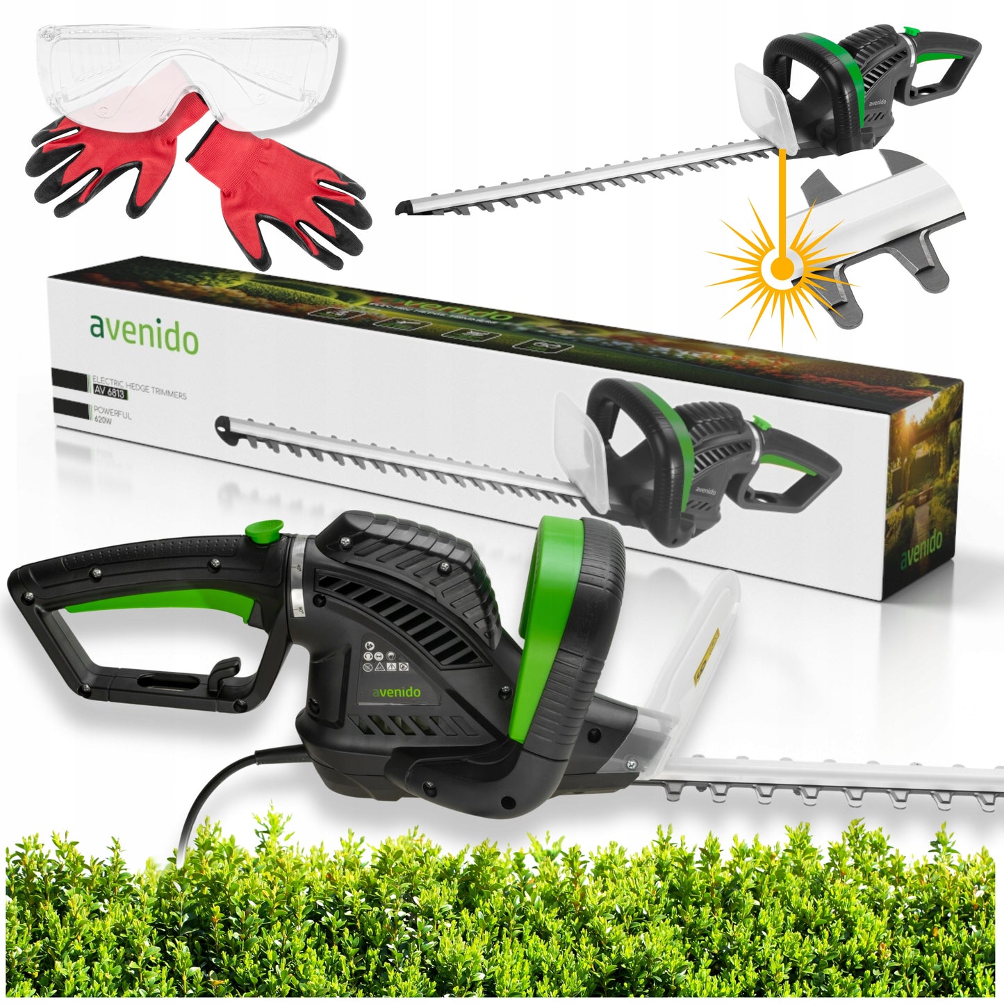 Elektrinės gyvatvorių žirklės 61 cm krūmų genėjimui AVENIDO