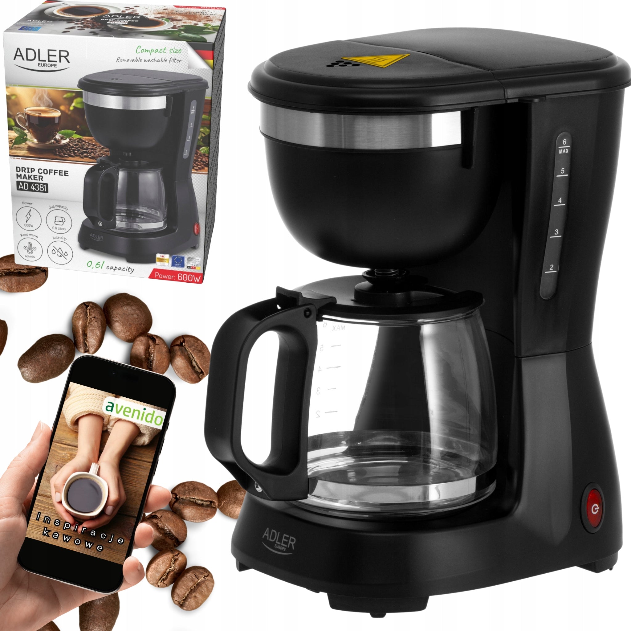 Filtro kavos aparatas 0,6 L 600 W su šilumos palaikymo funkcija ANTI-DRIP