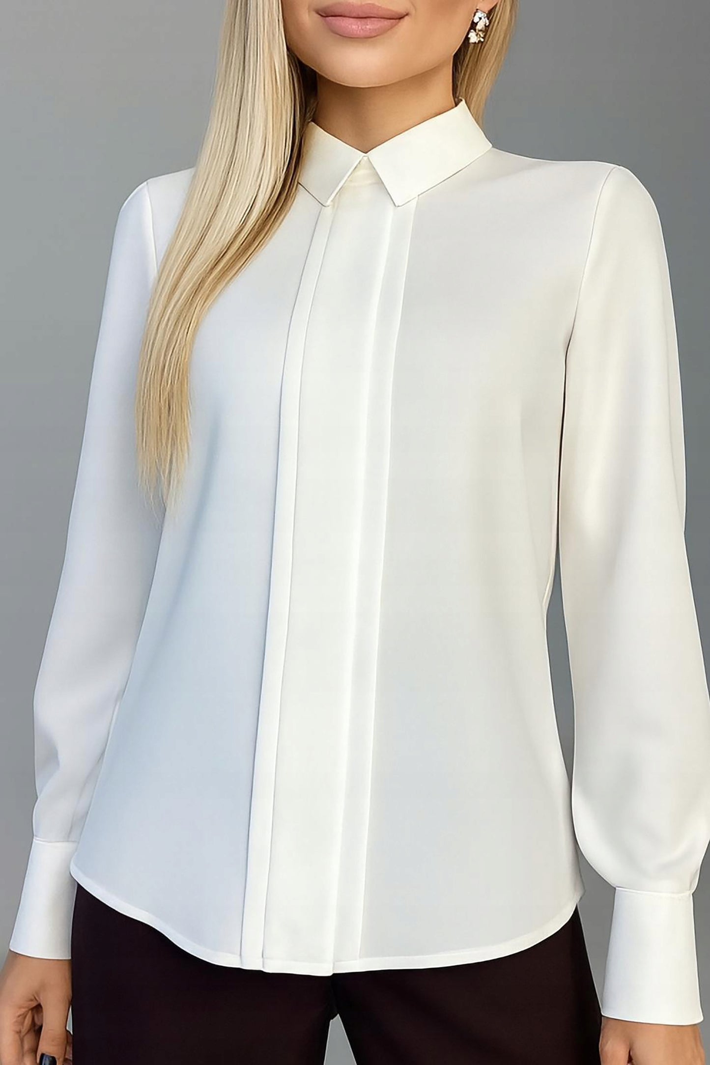 Elegantiškas kokteilinis šifono moteriškas palaidinukas su dekoratyvine plisuote šventėms XL KENDAL