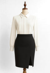 Elegantiškas kokteilinis šifono moteriškas palaidinukas su dekoratyvine plisuote šventėms XL KENDAL