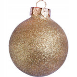 Elegantiškas 18 Stiklinių Kalėdinių Papuošalų Rinkinys Šampano Spalvos Matinis, Blizgus, Su Blizgučiais EGLUTEI