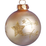 Elegantiškas 18 Stiklinių Kalėdinių Papuošalų Rinkinys Šampano Spalvos Matinis, Blizgus, Su Blizgučiais EGLUTEI