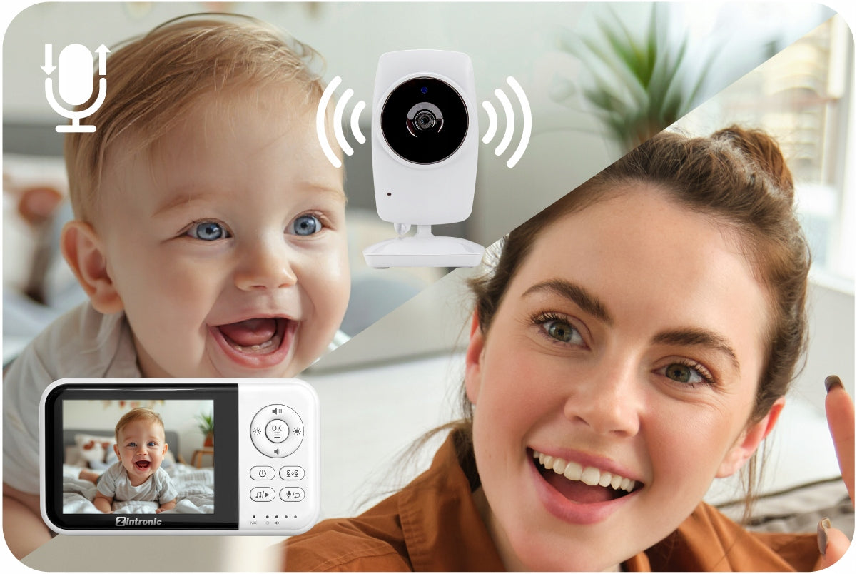 Elektroninė auklė Baby Monitor 3.2" Kamera + Ekranas | Tiesioginis vaizdas