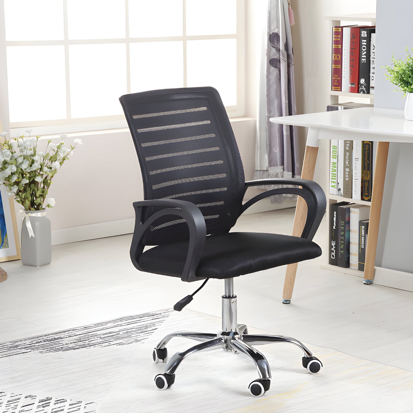 BIURO SUKAMA KĖDĖ, STALO KĖDĖ, VENTILIUOJAMAS TVIRTAS JUODAS, IKI 150KG