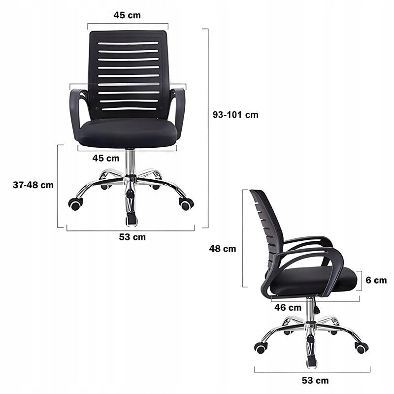 BIURO SUKAMA KĖDĖ, STALO KĖDĖ, VENTILIUOJAMAS TVIRTAS JUODAS, IKI 150KG