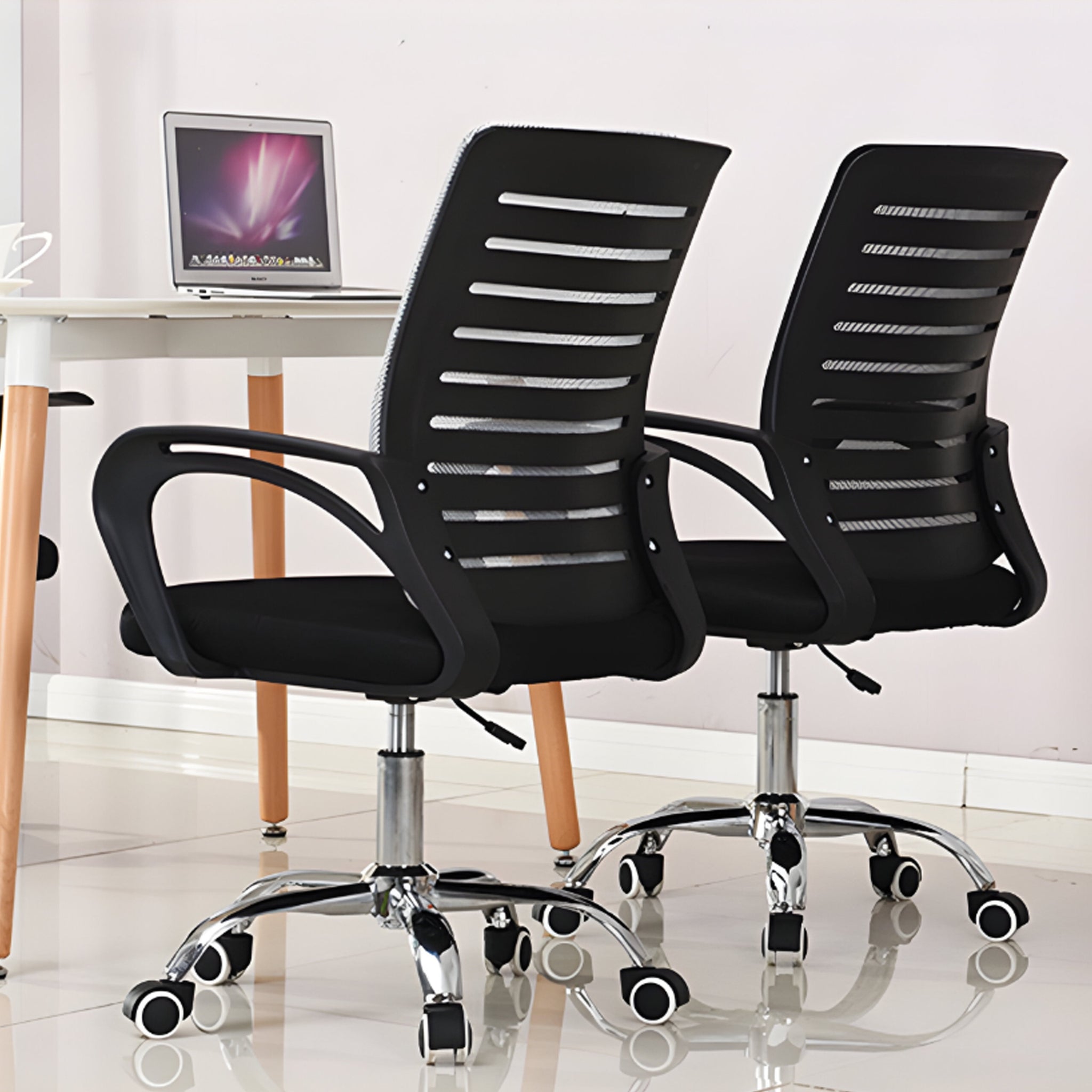 BIURO SUKAMA KĖDĖ, STALO KĖDĖ, VENTILIUOJAMAS TVIRTAS JUODAS, IKI 150KG