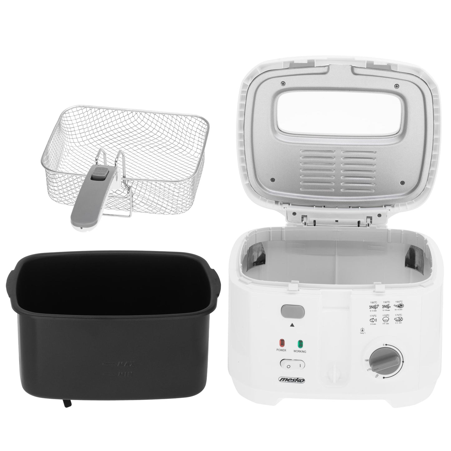 Tradicinė aliejinė gruzdintuvė 2,5 L su dangčiu 1800 W MESKO | MS4908g