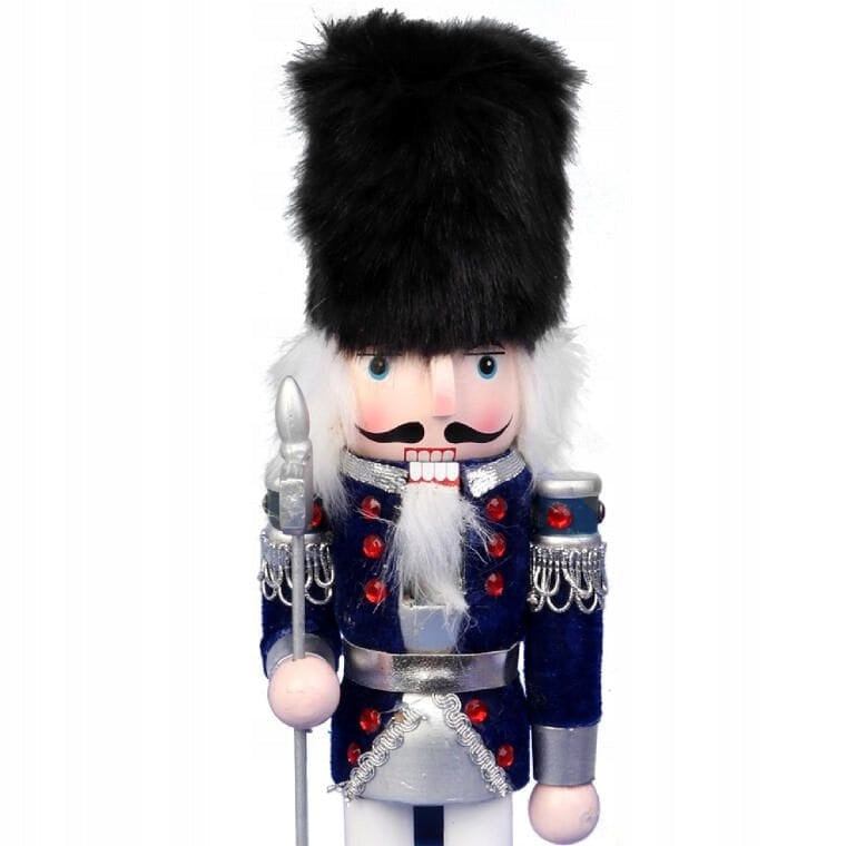 Kalėdinė figūrėlė Riešutų gliaudytojas 30cm Medinė puošmena Tamsiai mėlyna