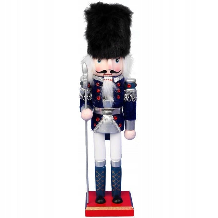 Kalėdinė figūrėlė Riešutų gliaudytojas 30cm Medinė puošmena Tamsiai mėlyna