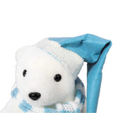 Kalėdinė figūrėlė: Baltasis lokys mėlyname kepurėje ir šalike, 43 cm