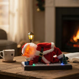 Raudona animuota Kalėdų Senelio figūrėlė su garsu ir apšvietimu