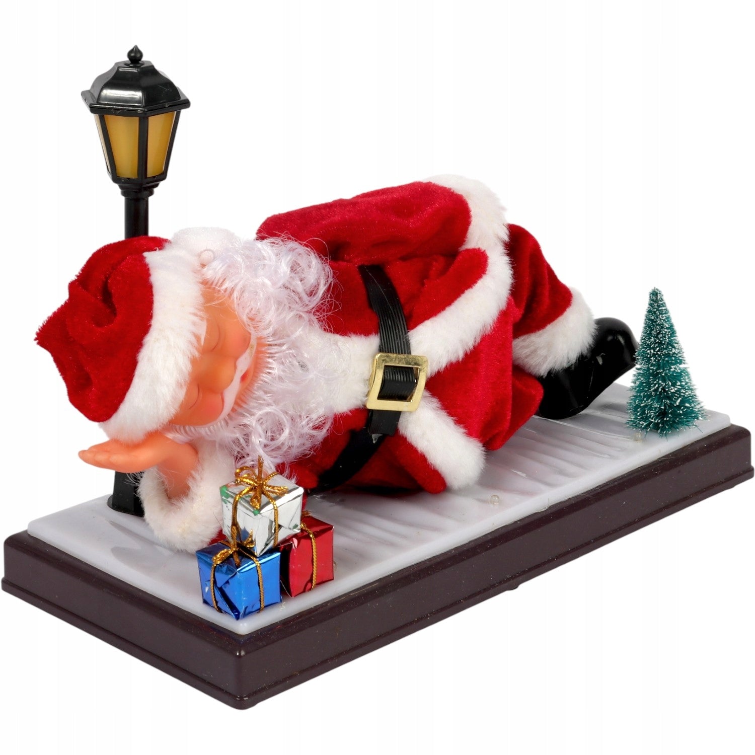Raudona animuota Kalėdų Senelio figūrėlė su garsu ir apšvietimu