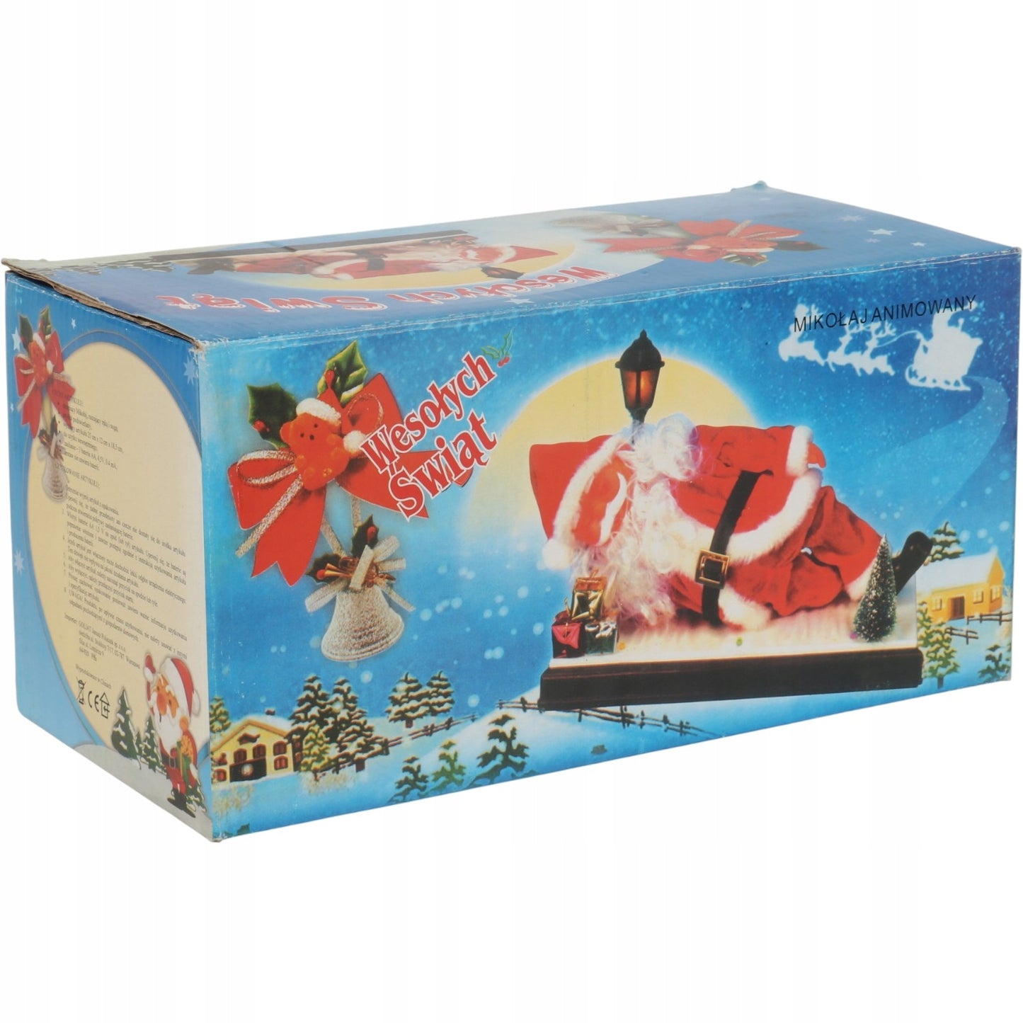 Raudona animuota Kalėdų Senelio figūrėlė su garsu ir apšvietimu