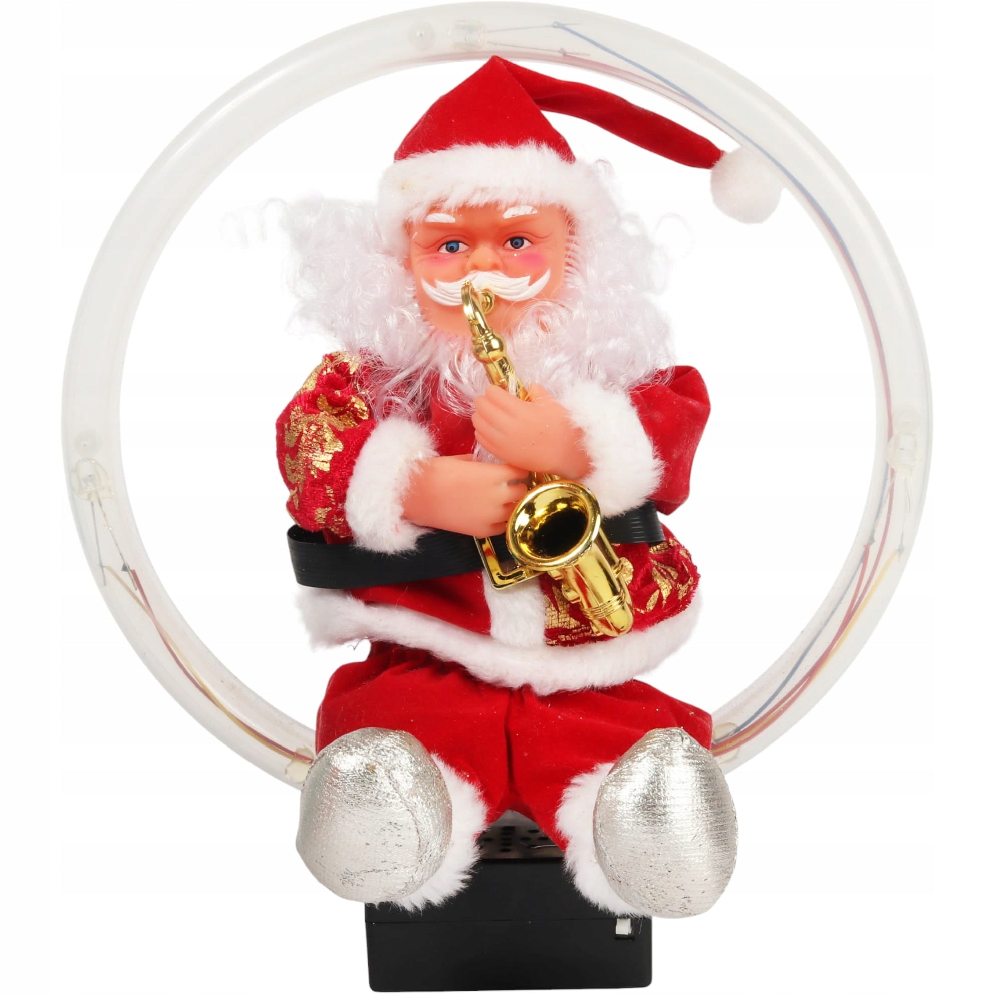 Šventojo Kalėdos Senelio judri figūrėlė su garsu ir apšvietimu, 25 cm, Raudona