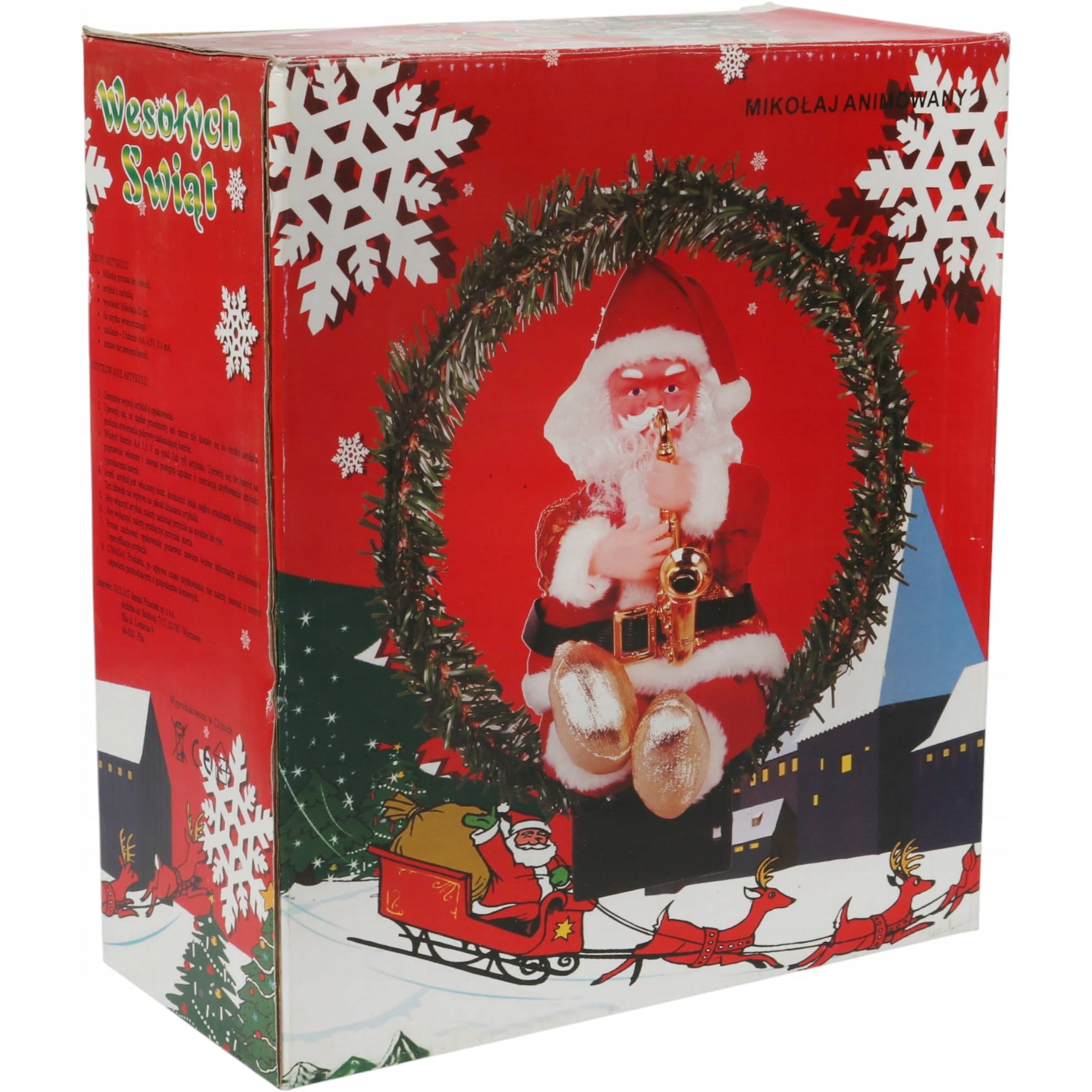 Šventojo Kalėdos Senelio judri figūrėlė su garsu ir apšvietimu, 25 cm, Raudona