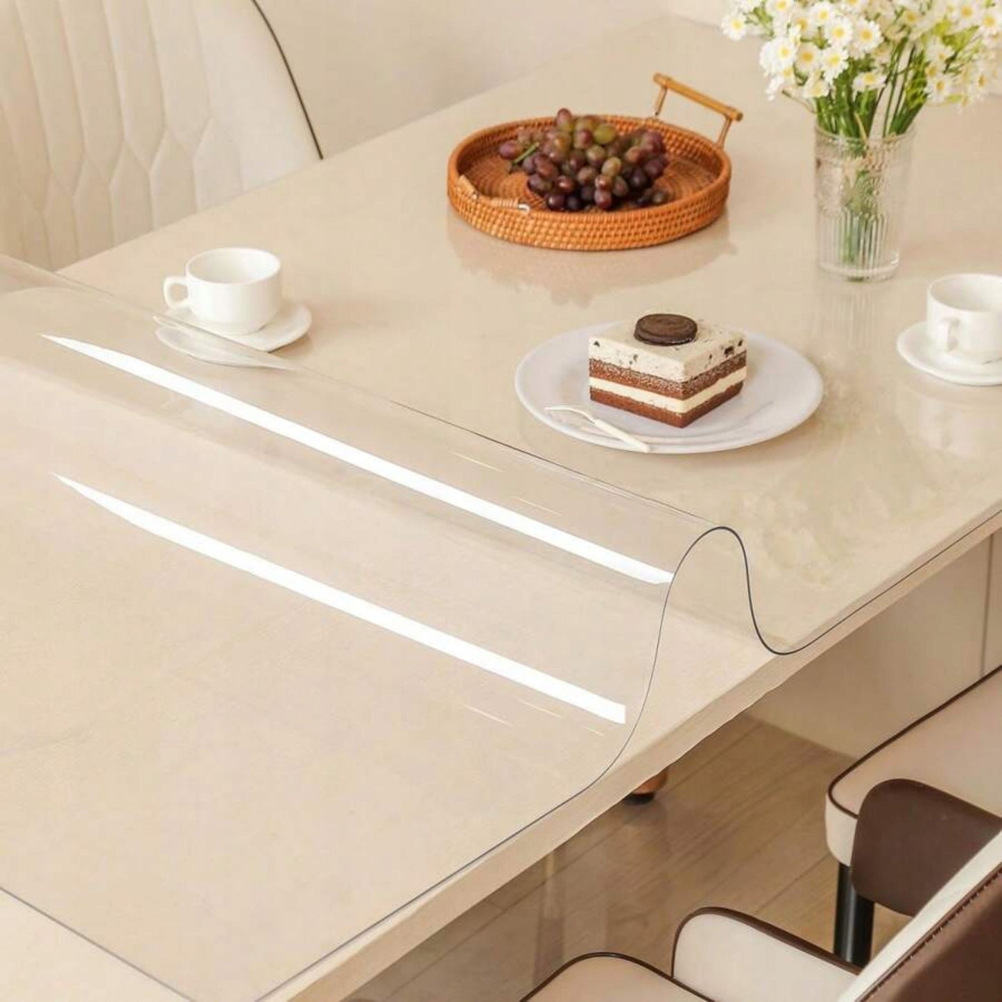 Apsauginė plėvelė stalui, stalas, stalviršis, 60x100cm, skaidrus PVC, 1mm