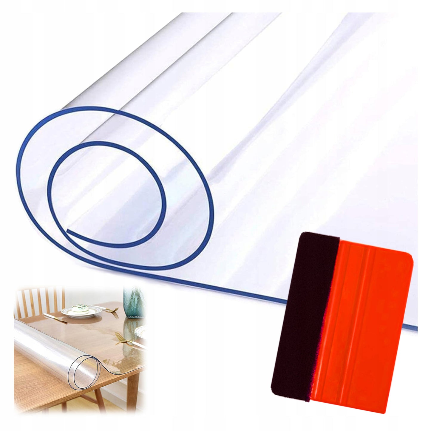 Apsauginė plėvelė stalui, stalas, stalviršis, 60x100cm, skaidrus PVC, 1mm