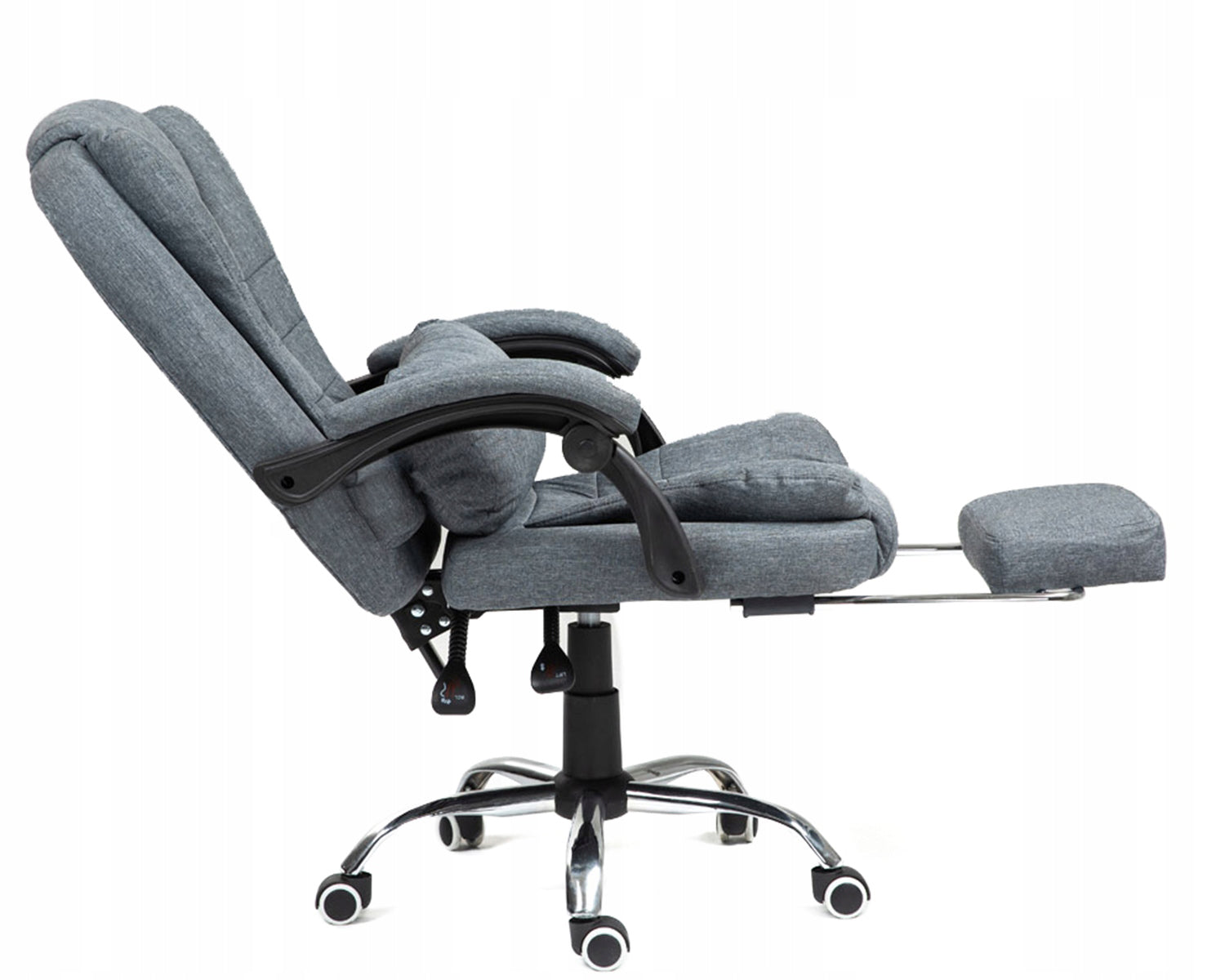 Biuro kėdė pilka su kojų atrama Patogi medžiaginė reguliuojama pilka NBR011