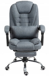 Biuro kėdė pilka su kojų atrama Patogi medžiaginė reguliuojama pilka NBR011