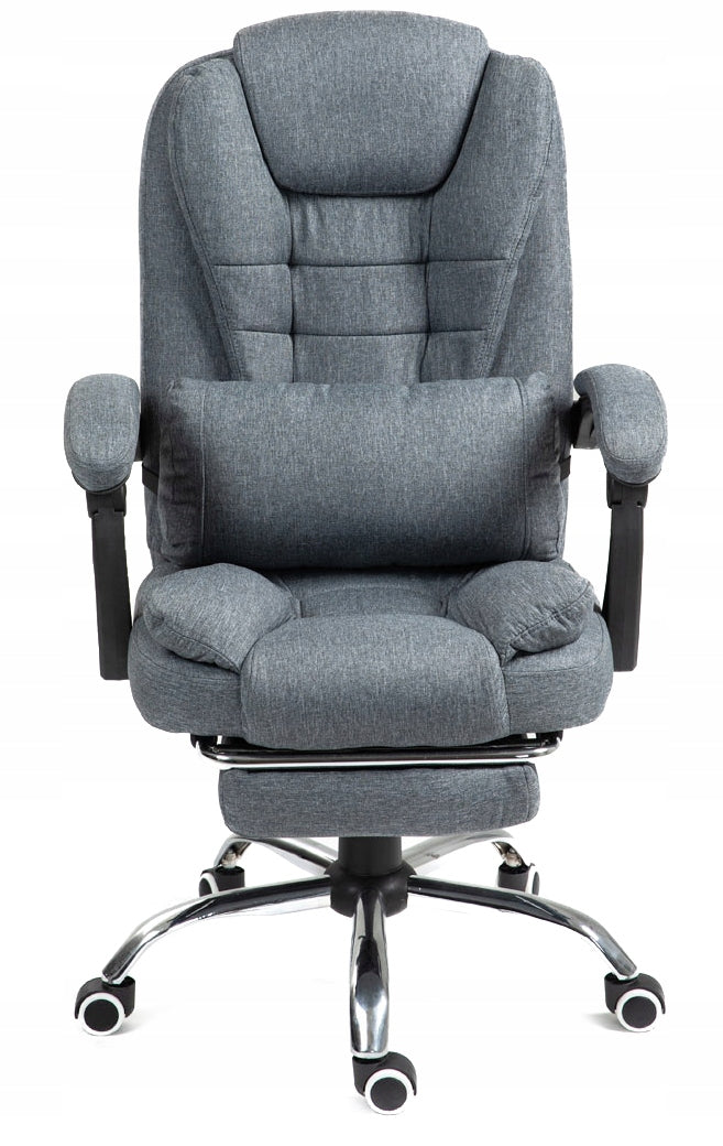 Biuro kėdė pilka su kojų atrama Patogi medžiaginė reguliuojama pilka NBR011