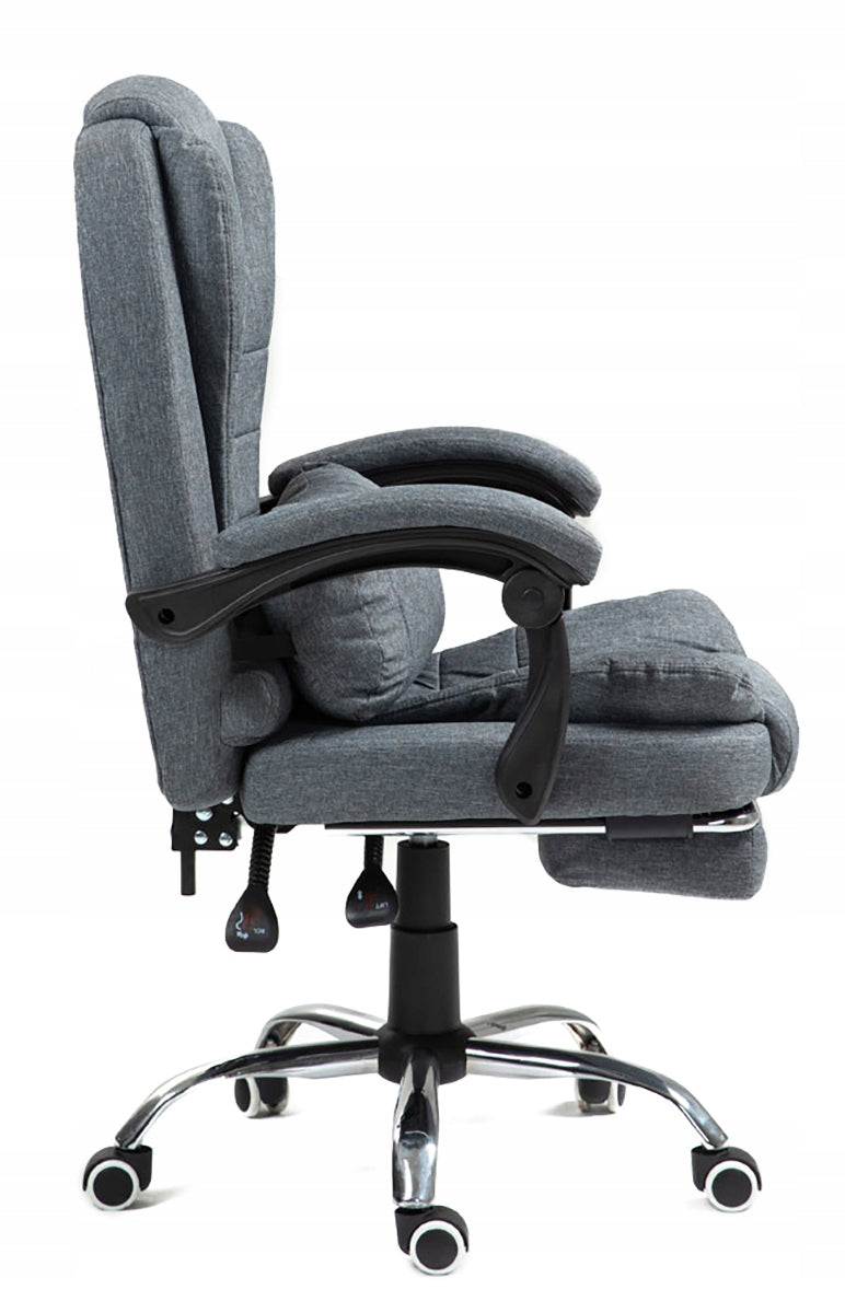 Biuro kėdė pilka su kojų atrama Patogi medžiaginė reguliuojama pilka NBR011