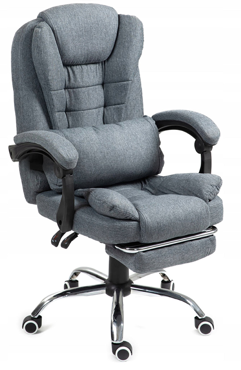Biuro kėdė pilka su kojų atrama Patogi medžiaginė reguliuojama pilka NBR011