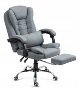 Biuro kėdė pilka su kojų atrama Patogi medžiaginė reguliuojama pilka NBR011