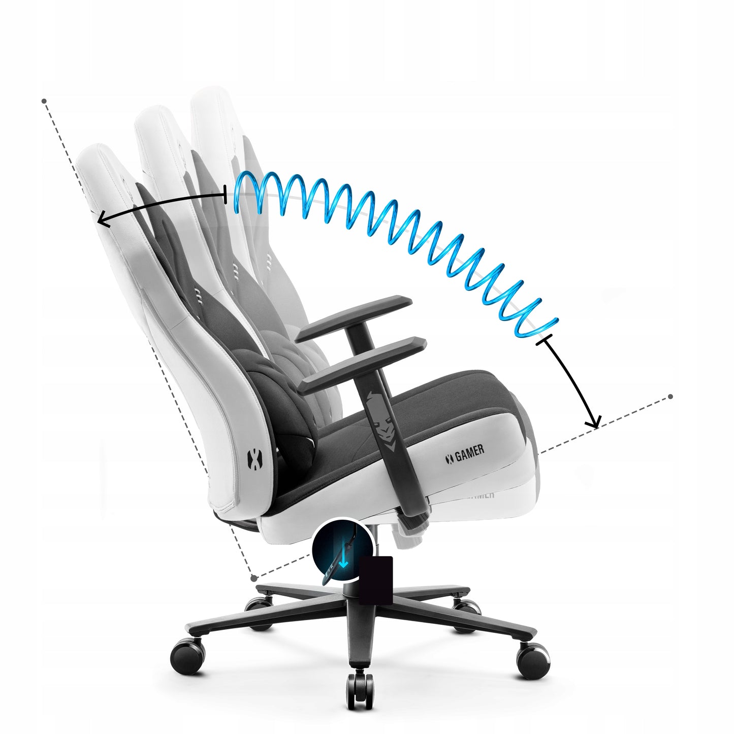 Žaidimų kėdė medžiaginė sukamoji Diablo X-Gamer Normalaus dydžio: Sniego baltumo