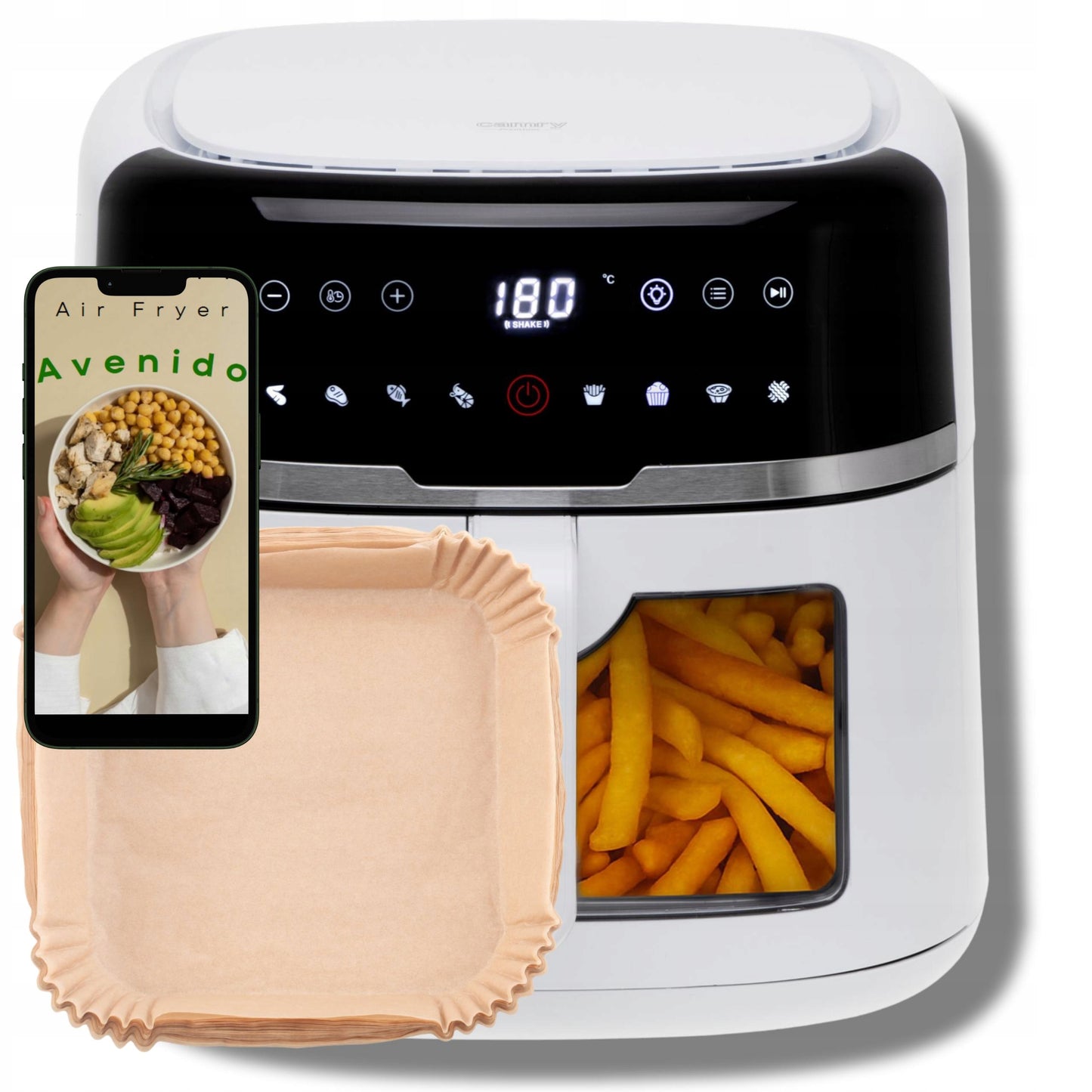 Bekondensinis Gruzdintuvas Air Fryer 8L XXL 2500W + 100 įdėklų
