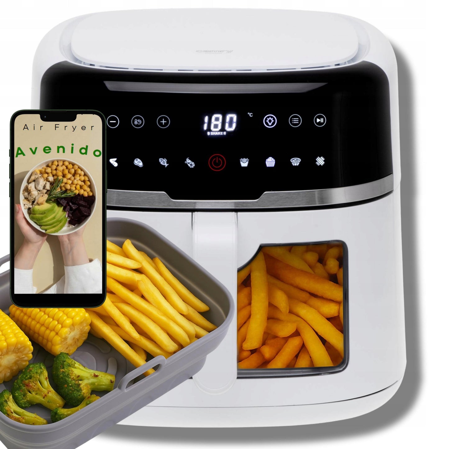 Oro gruzdintuvė "Air Fryer" be riebalų 8L XXL 2500W + formelė