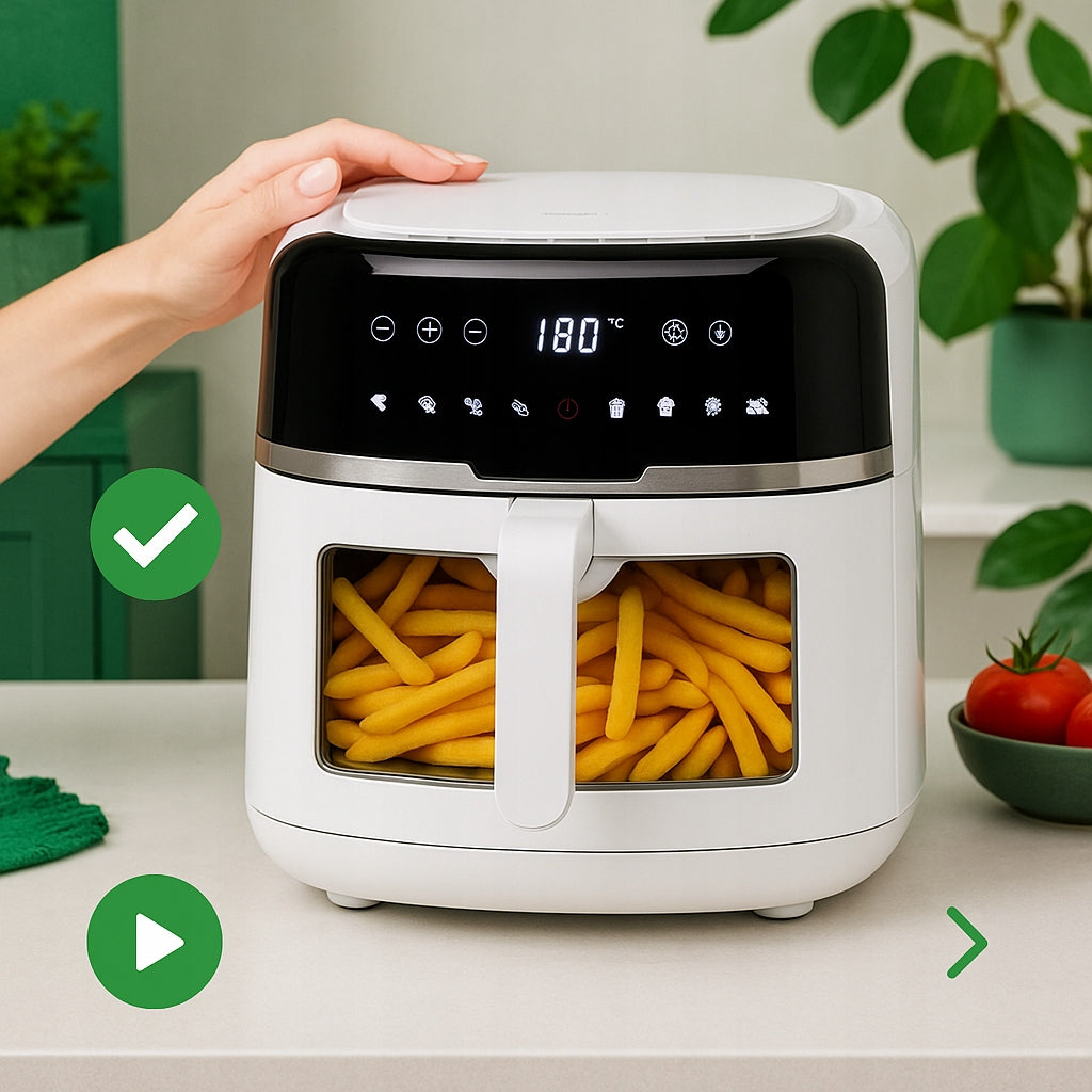 Neriebi gruzdintuvė Air Fryer 8L XXL 2500W AGD smulki buitinė technika virtuvei