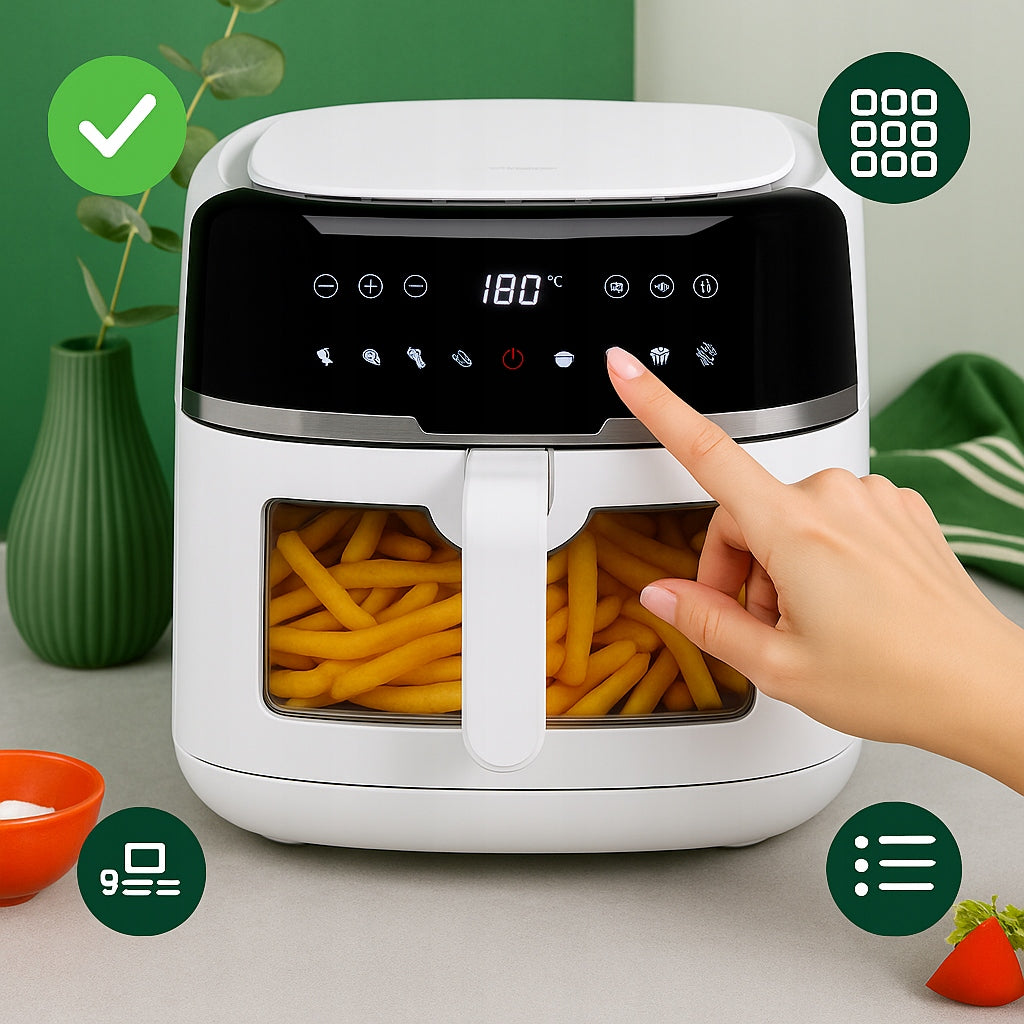Neriebi gruzdintuvė Air Fryer 8L XXL 2500W AGD smulki buitinė technika virtuvei