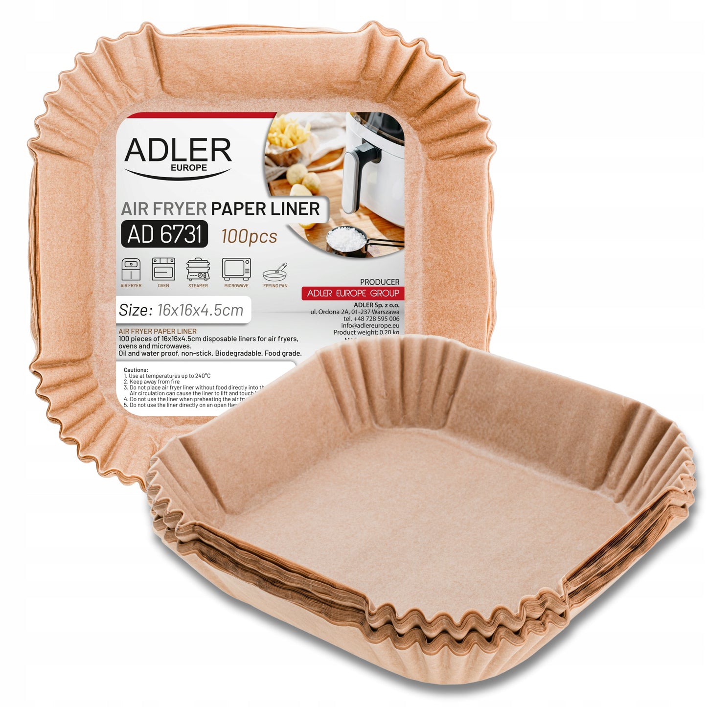 Adler Dvikamerė Oro Gruzdintuvė 11L 2700W 8 programų