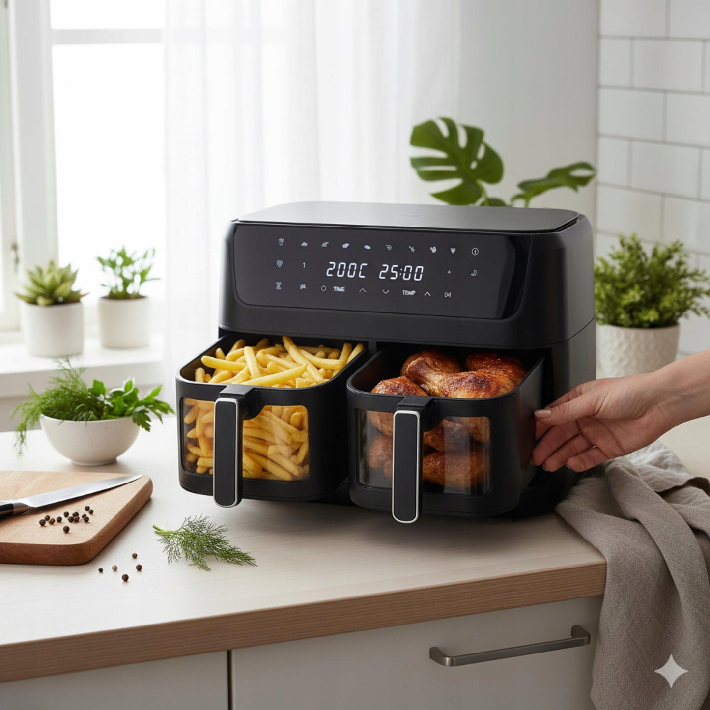 Adler Dvikamerė Oro Gruzdintuvė 11L 2700W 8 programų