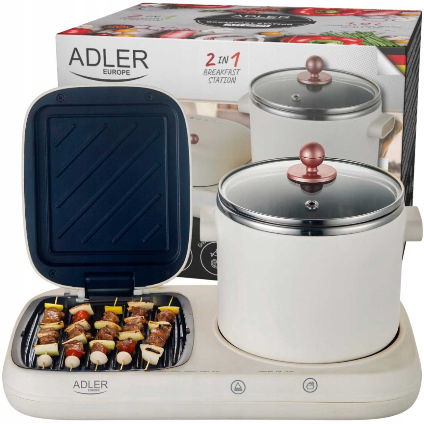 Elektrinis grilis 2in1 Multicooker Pusryčių stotelė ADLER | AD6421