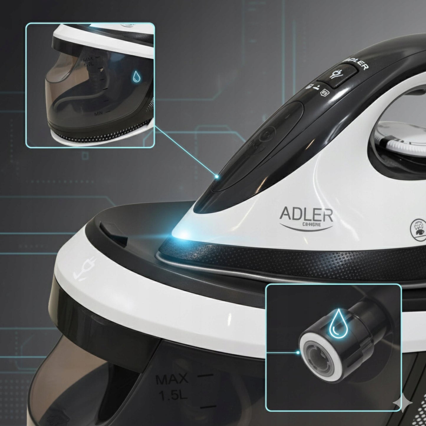 GARO PARAMAS ŠILDYTUVO SU GARO STOTIMI 8 bar Galingas 3100W Firefighter Anti-Calc