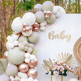 GIRLIANDA IŠ BALIONŲ ROŽINĖ BALTA GIMTADIENIO DEKORACIJA KRIKŠTYNOS VESTUVĖS VAIKŲ GIMTADIENIS