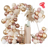 ROŽINĖ BALIONŲ GIRLIANDA KRIKŠTYNOS MERGAITEI METINUKĖS GIMTADIENIS 101 VNT