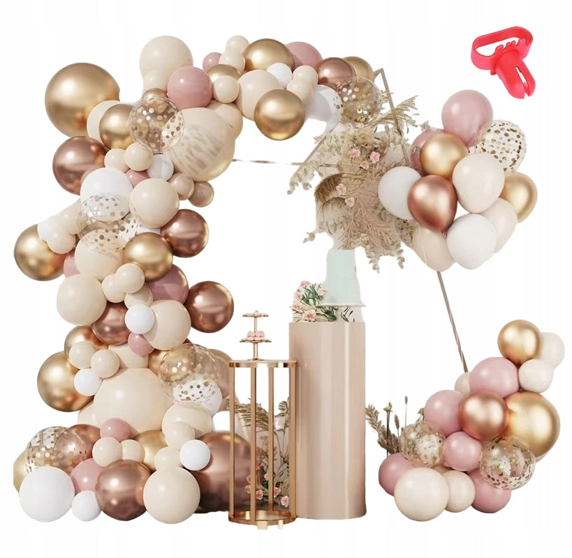 ROŽINĖ BALIONŲ GIRLIANDA KRIKŠTYNOS MERGAITEI METINUKĖS GIMTADIENIS 101 VNT