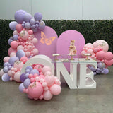 GIRLENDAS BALIONŲ ROŽINIS VIOLETINIS GIMTADIENIO METUKAI KRIKŠTYNOS MERGAITĖ VESTUVĖS