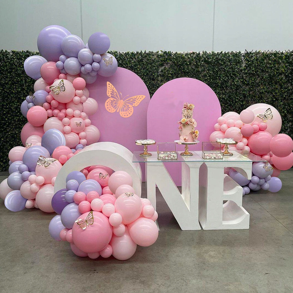 GIRLENDAS BALIONŲ ROŽINIS VIOLETINIS GIMTADIENIO METUKAI KRIKŠTYNOS MERGAITĖ VESTUVĖS