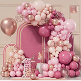 ROŽINĖ BALIONŲ GIRLIANDA VESTUVĖMS, GIMTADIENIUI, KŪDIKIO VAKARĖLIUI, METINUKUI, DEKORACIJA