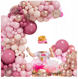 ROŽINĖ BALIONŲ GIRLIANDA VESTUVĖMS, GIMTADIENIUI, KŪDIKIO VAKARĖLIUI, METINUKUI, DEKORACIJA