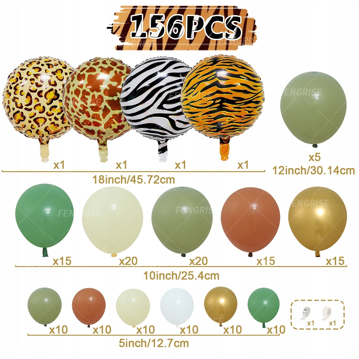 ŽALIO-AUKSINĖ BALIONŲ GIRLIANDA BERNIOKUI SAFARI ZOO PIRMI metukai GIMTADIENIO BOHO