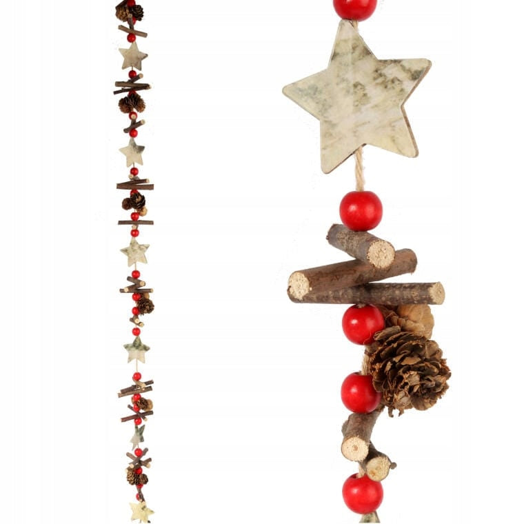 Medinė girlianda Kalėdų papuošalas su žvaigždėmis pakabukas
