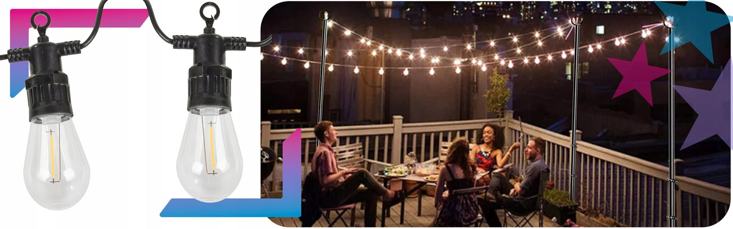 LAUKO GIRUOKLIS BALKONUI LEMPUTĖS 20m 20 LED SODUI LAUKO