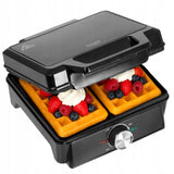 Vaflių keptuvė 2000W XXL, 2 dideli vafliai, Temperatūros reguliavimas, Nelipanti danga, Galinga